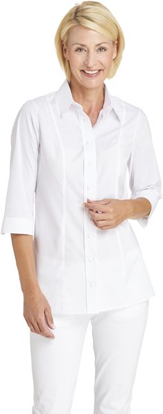 LEIBER-Jobwear, Damenbluse, Arbeits-Bluse, 3/4 Arm, weiß
