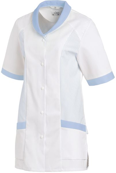 LEIBER-Jobwear, Hosenkasack, Arbeits-Berufs-Kasack, 1/2 Arm, weiß/hellblau