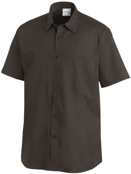 LEIBER-Jobwear, Herrenhemd, Arbeits-Berufs-Hemd, 1/2 Arm, Kentkragen, chocolate