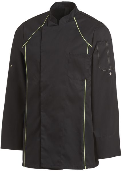 LEIBER-Jobwear, Kochjacke mit Paspelierung, schwarz/hellgrün