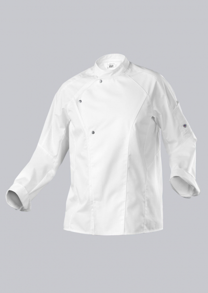 BP-HERREN-KOCHJACKE, leicht, langarm mit Manschetten, Farbe: weiß