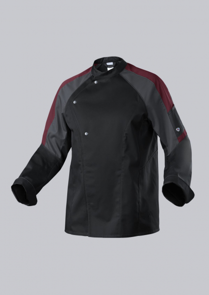 BP-HERREN-KOCHJACKE, leicht, langarm mit Manschetten, Farbe: schwarz, grau, barolo