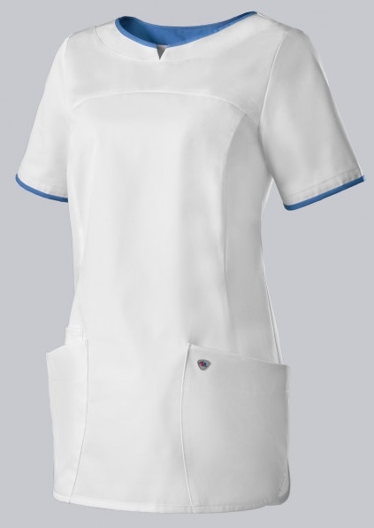 BP-Jobwear, Damen-Schlupfkasack, Arbeits-Berufs Kasack, weiss/azurblau