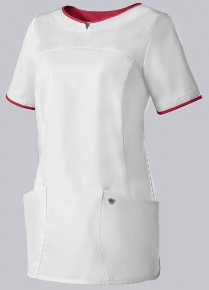 BP-Jobwear, Damen-Schlupfkasack, Arbeits-Berufs Kasack, weiss/koralle