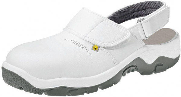 ABEBA-Withe-Line, SB-Damen- u. Herren-Arbeits-Berufs-Sicherheits-Clogs, ESD, weiß