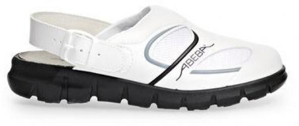 ABEBA-Withe-Line, OB-A-micro-Damen-und Herren, Arbeits-Berufs-Clogs, weiß/schwarz