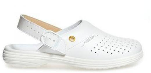 ABEBA-Withe-Line, OB-A-micro-Damen-Arbeits-Berufs-Clogs, weiß