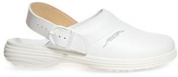 ABEBA-Withe-Line, OB-A-micro-Damen-Arbeits-Berufs-Clogs, ESD, weiß