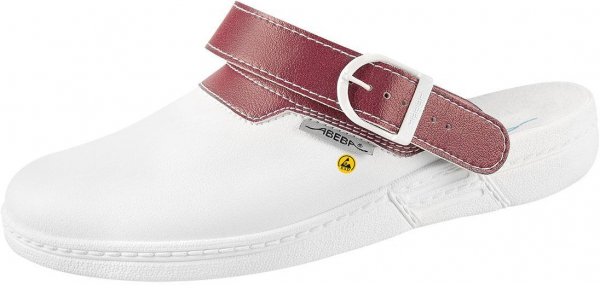 ABEBA-THE ORIGINAL-OB-Damen-und Herrenclog, ESD, weiß/beere