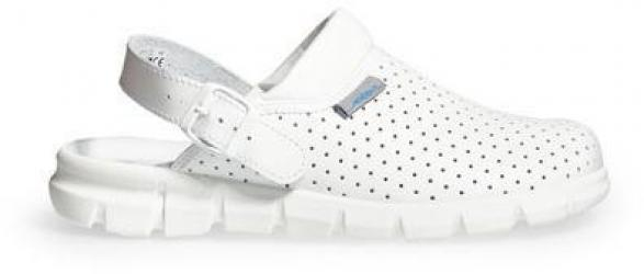 ABEBA-Withe-Line, Dynamic-OB-Damen- u. Herrenslipper, Glattleder perforiert, weiß
