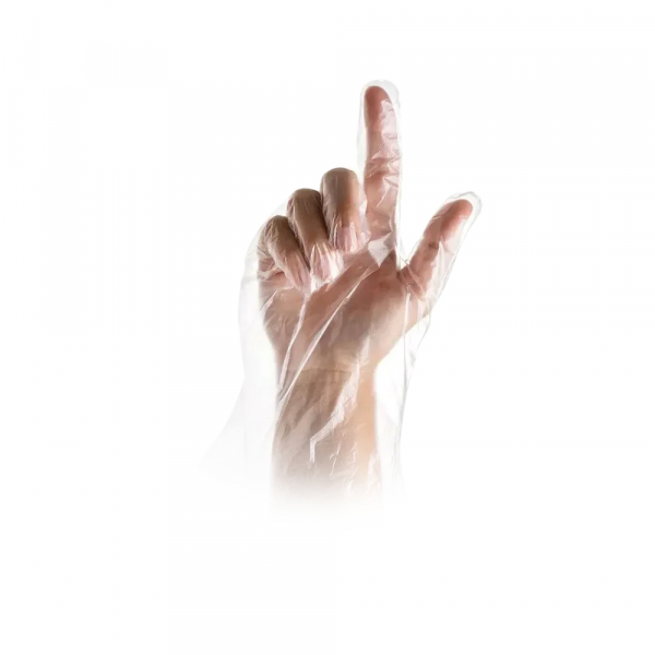 Ampri-Hygiene, Einweg-PE-Einmal-Handschuhe, MED COMFORT, gehämmert, ca 30 cm lang, transparent, Pkg á 100 Stück, VE = 100 Pkg.