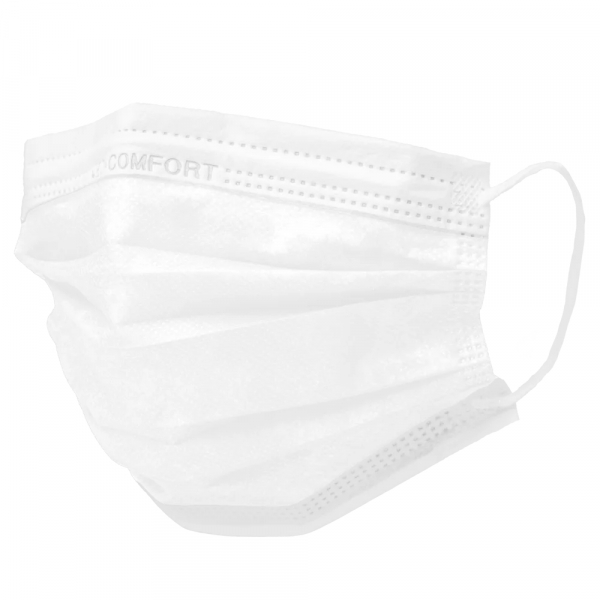 AMPRI-Hygiene, Einweg-Mundschutz, Einmal-Maske, MED COMFORT, 3-lagig, runde Elastikbänder, weiß, VE = 50 Stück