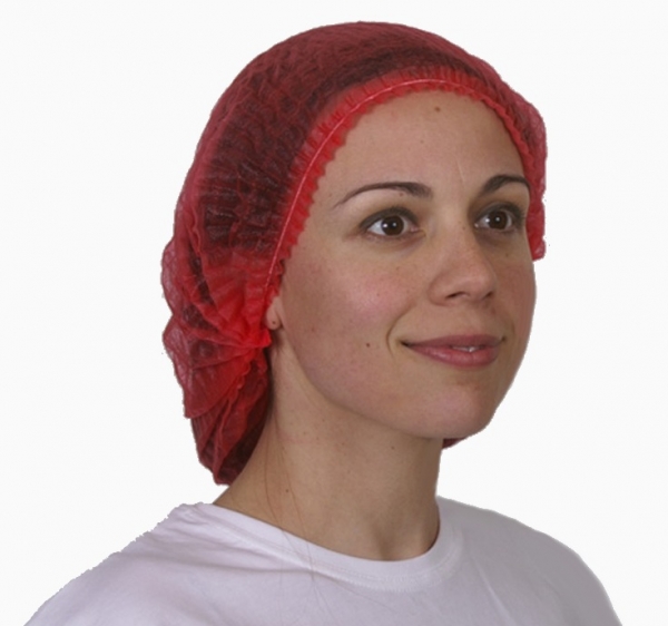 AMPRI-Hygiene, Einweg-Klipphauben, Einmalhauben, MED COMFORT PP KLIPPHAUBEN, latexfrei, rot, VE = Pkg. á 100 Stück