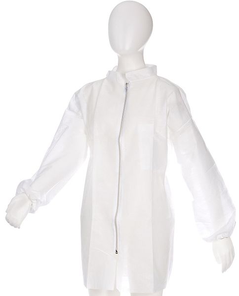 AMPRI-Einweg-PP-Vlies-Besucherjacke, MED COMFORT, mit Reißverschluss, VE = 100 Stück, weiß