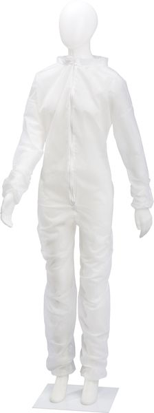 AMPRI-Hygiene, PP-Einweg-Overall, Schutzanzug, Einmal-Schutzoverall, MED COMFORT, weiß, VE = 50 Stück