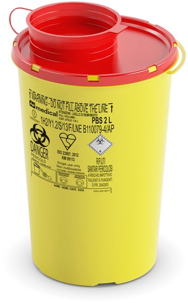 AMPRI-Hygiene, Kanülen-Entsorgungsbox, Serie PBS, 2,0 Liter, VE = 75 Stück