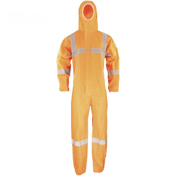 ASATEX-Hygiene, CoverBase HighVis Einweg-Overall, Schutzanzug, Einmal-Schutzoverall, C-5HV, orange, VE = 50 Stk.