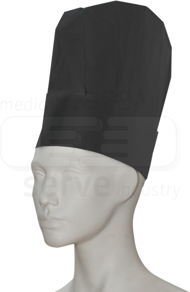 WIROS-care&serve-Hygiene, Einweg-Kochmütze, Einmalmütze, Papier, Block Dekorfalten, schwarz, Pkg á 10 Stück, VE = 250 Stück