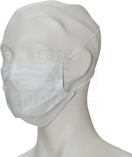 WIROS-care&serve-Hygiene, Einweg-Vlies-Mundschutz, Einmalmaske, 2 lagig, Gummischlaufen, formbarer Nasenbügel, Spenderbox, weiß, Pkg á 100 Stück, VE = 2000 Stück