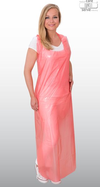 WIROS-care&serve-Hygiene, Einweg-PE-Schürzen, Einmalschürzen, 0,03 mm, glatt, rot, Pkg á 50, VE = 1000 Stück