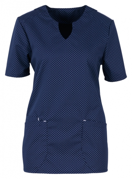 BEB-Jobwear, Damen-Schlupfkasack, 195 g/m², marine/weiß gepunktet