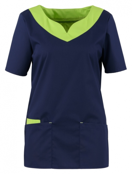 BEB-Jobwear, Damenkasack, Arbeits-Berufs-Kasack, Stretchgewebe, 150 g/m², marine/apfel