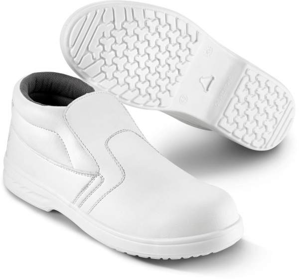 SIKA-White-Line, Arbeits-Berufs-Sicherheits-Slipper, hoch, weiß