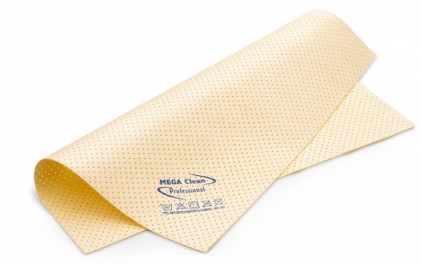 MEGA-CLEAN-Hygiene, Mikrofasertuch, Kunstledertuch, gelocht, das vegane MEGA Powertuch, gelb