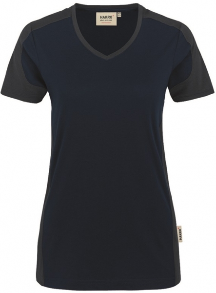 HAKRO-Jobwear, Damen-V-Shirt-Contrast, Arbeitsshirt, Performance, tinte