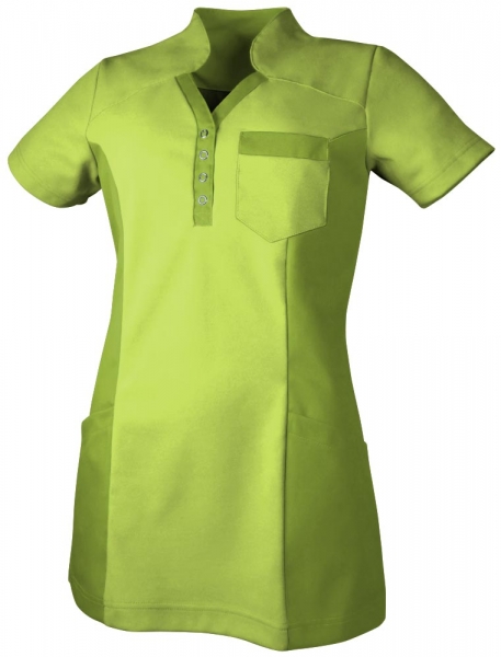 Teamdress-Jobwear-Service, Damen-Polo-Kasack, Arbeits-Berufs-Kasack, runder Kragen, kiwigrün