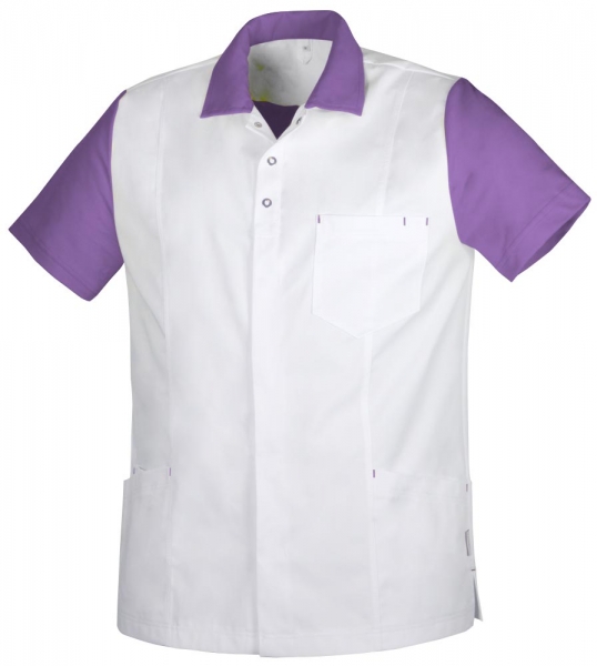 Teamdress-Jobwear-Service, Herrenkasack mit Piqué, Arbeits-Berufs-Kasack, weiß/flieder