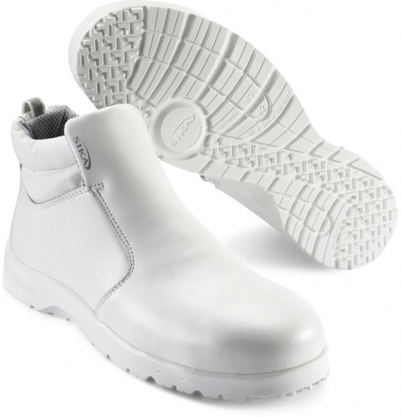 SIKA-Withe-Line, S2-Arbeits-Berufs-Sicherheits-Schuhe, Hochschuhe, FUSION, mit Reißverschluss, weiss